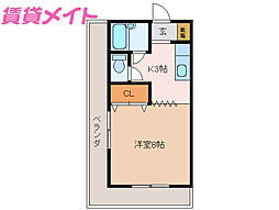 コーポ阪本 1Kの間取図画像