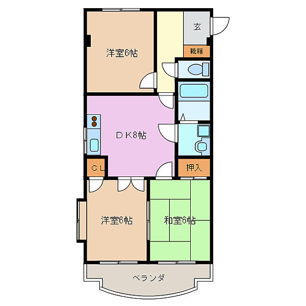 三重県鈴鹿市高岡町(賃貸マンション3DK・2階・58.80㎡)の写真 その2