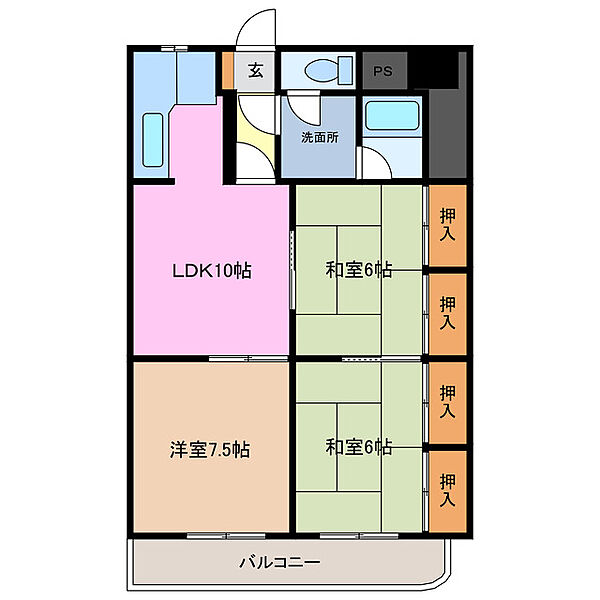 三重県鈴鹿市算所２丁目(賃貸マンション3LDK・4階・70.00㎡)の写真 その2