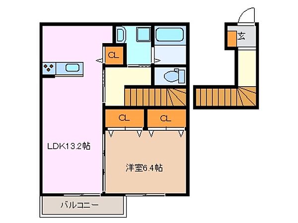 三重県鈴鹿市須賀１丁目(賃貸アパート1LDK・2階・55.66㎡)の写真 その2