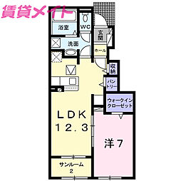 伊勢鉄道 玉垣駅 徒歩8分の賃貸アパート 1階1LDKの間取り