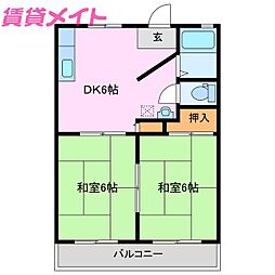 プチロワール 2DKの間取図画像