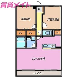 シールウィンデS 2LDKの間取図画像