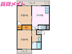 レイクアメリカ物語 2DKの間取図画像