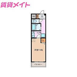 Feel Woods 1階1Kの間取り