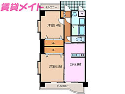 マジェスティ 1階2DKの間取り