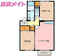 メゾンドセレネ 2LDKの間取図画像