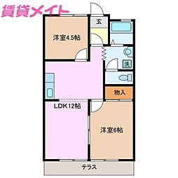 コーポ五反畑 2LDKの間取図画像
