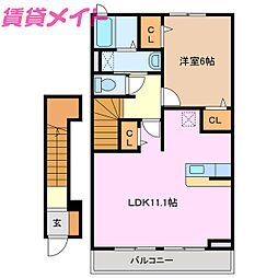 ドゥメゾンB 1LDKの間取図画像