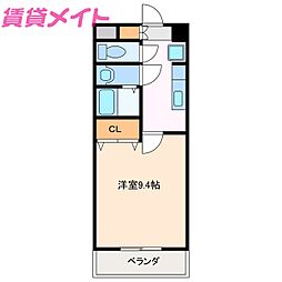 サンクチュアリー亀山 1Kの間取図画像