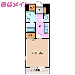 プロムナードセリカ 1Kの間取図画像