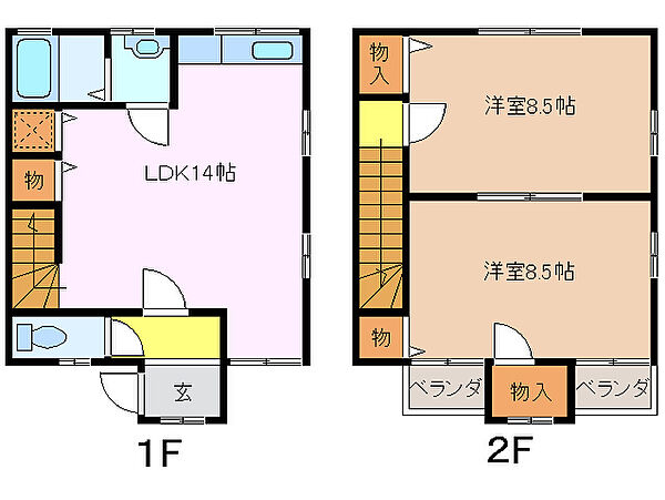 アンセーヌメゾンヤマキ B 3｜三重県津市河芸町影重(賃貸テラスハウス2LDK・1階・69.66㎡)の写真 その2