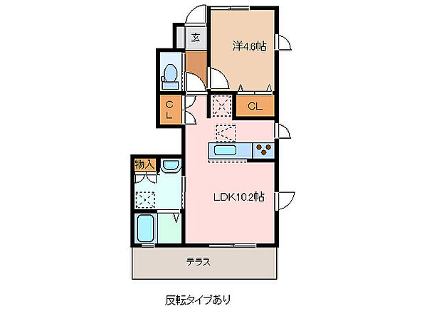 ヒラソール A102｜三重県津市河芸町中瀬(賃貸アパート1LDK・1階・37.53㎡)の写真 その2