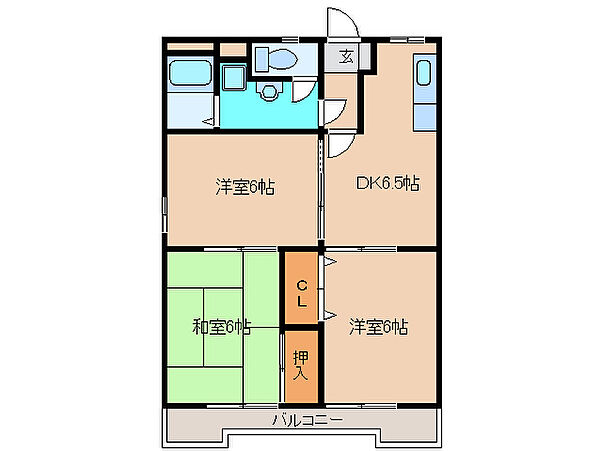 メゾンアワヤ 207｜三重県津市白塚町(賃貸マンション3DK・2階・52.54㎡)の写真 その2