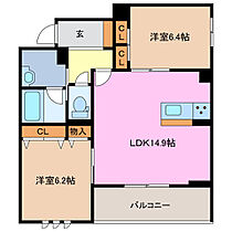 南丸之内　ＳｈａＭａｉｓｏｎ　Ｈｉｌｌｓ 202 ｜ 三重県津市南丸之内（賃貸マンション2LDK・2階・64.87㎡） その2