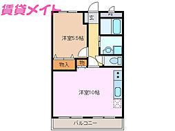 メゾンウイング 2階1LDKの間取り