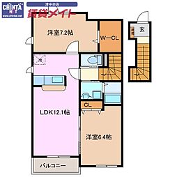 ファインコート　Ｂ棟 2階2LDKの間取り