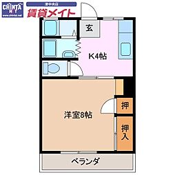 新町ハイツ 1DKの間取図画像
