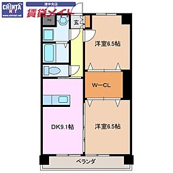 マジェスティ 1階2DKの間取り