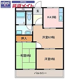 メゾンエスポア 3Kの間取図画像