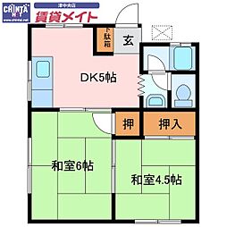 桜荘 2DKの間取図画像