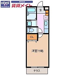 サクシード栗真 1Kの間取図画像