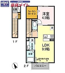 ジーウィズダムA 1LDKの間取図画像