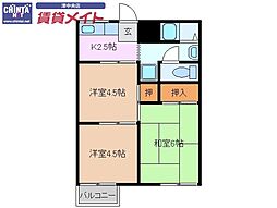 ミズホハイツ 3Kの間取図画像