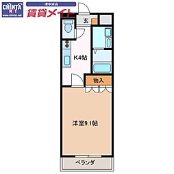 サクシード 1Kの間取図画像