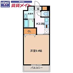 ルラシオン江戸橋 1Kの間取図画像