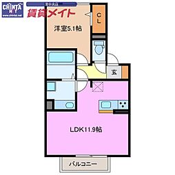 ソーテル南新町 1LDKの間取図画像