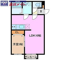 ジャスティス 1LDKの間取図画像