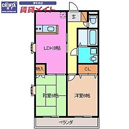 ガーデンクレスト 2LDKの間取図画像