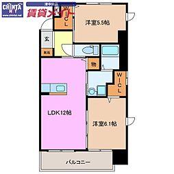 クレド桜橋 2LDKの間取図画像