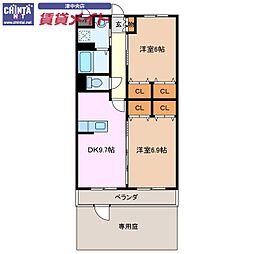 サン・シャイン 2DKの間取図画像