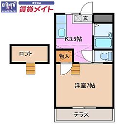 ドリーム2 1Kの間取図画像