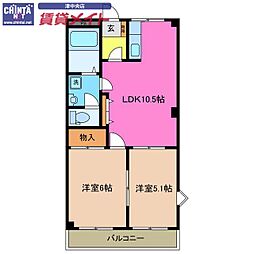 サンタプレイス 2LDKの間取図画像