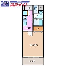 マンション芸濃 1Kの間取図画像