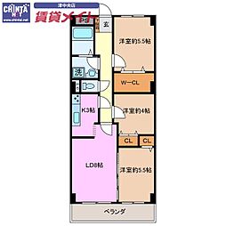 KTGレジデンス江戸橋 3LDKの間取図画像