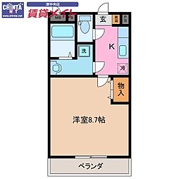 エムズグラフィカ 1Kの間取図画像