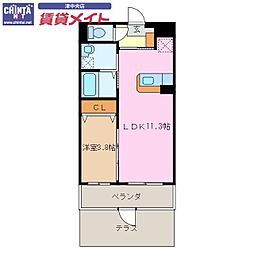 カンパネラ久居 1LDKの間取図画像