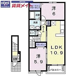 グレイスコート3 2LDKの間取図画像