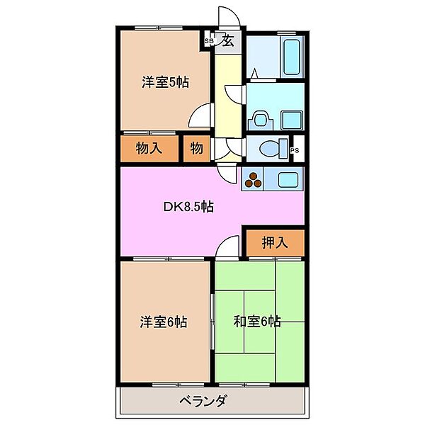 レジデンス優珈里 104｜三重県鈴鹿市西条４丁目(賃貸マンション3DK・1階・59.40㎡)の写真 その2