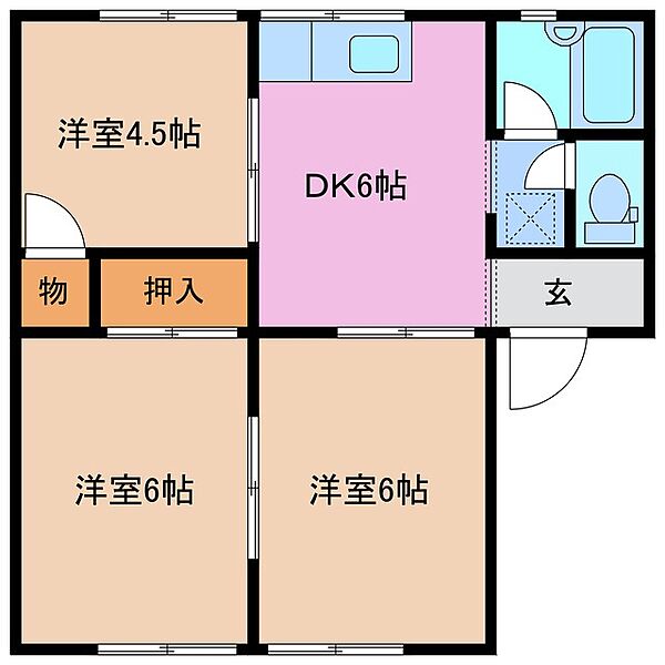 ソレイユ伊勢若松 102｜三重県鈴鹿市若松北２丁目(賃貸アパート3DK・1階・46.20㎡)の写真 その2