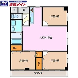 YABASELAフォーラム6 3LDKの間取図画像