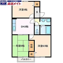 ファミール千代崎D 3DKの間取図画像