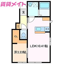 RAMBLE　A棟 1階1LDKの間取り