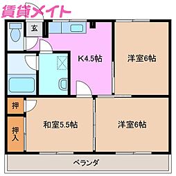 安塚ハイツ 3DKの間取図画像