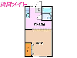 M・Kハイツ 1DKの間取図画像