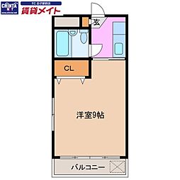 カーサ・ドゥーズ 1Kの間取図画像